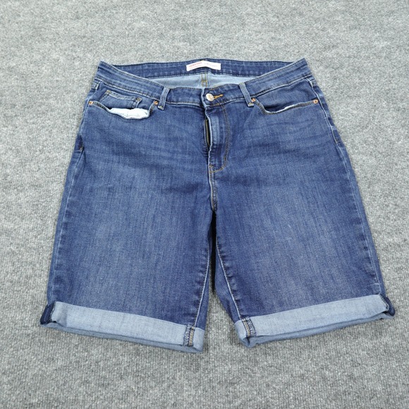 Levi's Pants - Levis Signature Shorts Womens 12 Blue Bermuda Denim Cuffed Stretch Jorts